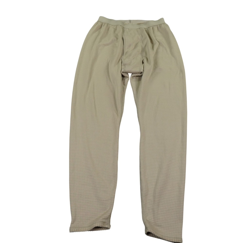 VTG Polartec Thermal Base Layer Pants Men Large? Tan Waffle Grid Fleece Made USA